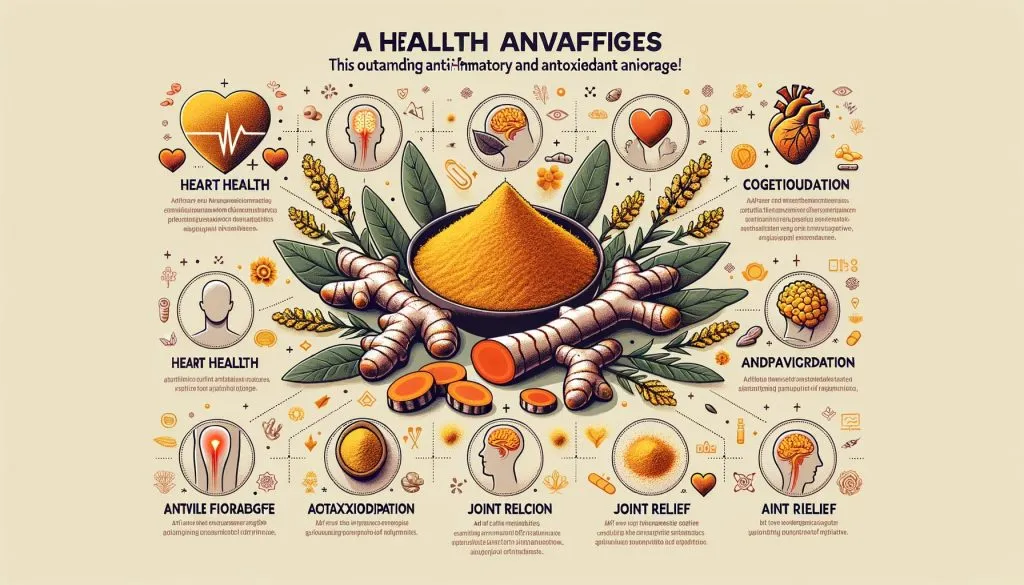 O que é cúrcuma infográfico mostrando benefícios da cúrcuma para saúde incluindo propriedades anti-inflamató